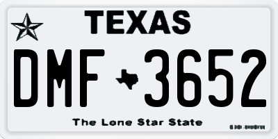 TX license plate DMF3652