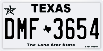 TX license plate DMF3654