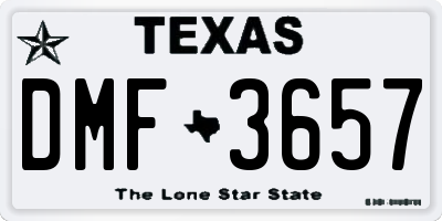 TX license plate DMF3657