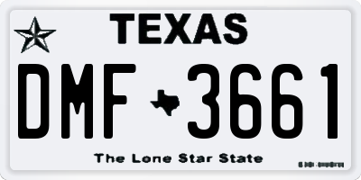 TX license plate DMF3661