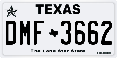 TX license plate DMF3662