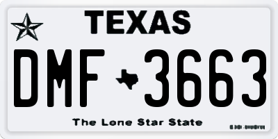 TX license plate DMF3663