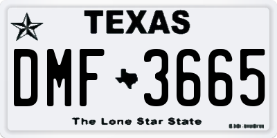 TX license plate DMF3665