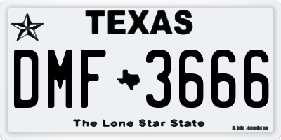 TX license plate DMF3666