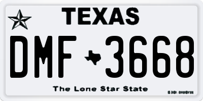 TX license plate DMF3668