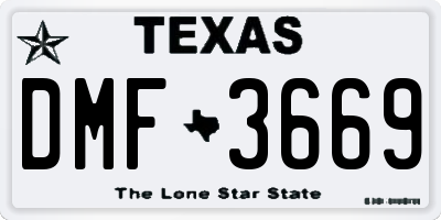 TX license plate DMF3669