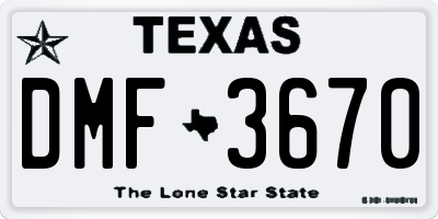 TX license plate DMF3670