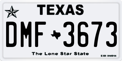 TX license plate DMF3673