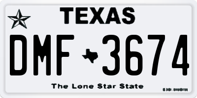 TX license plate DMF3674
