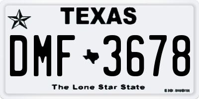 TX license plate DMF3678