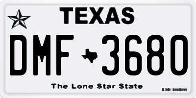 TX license plate DMF3680