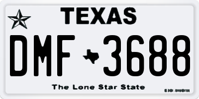 TX license plate DMF3688