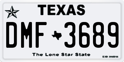 TX license plate DMF3689