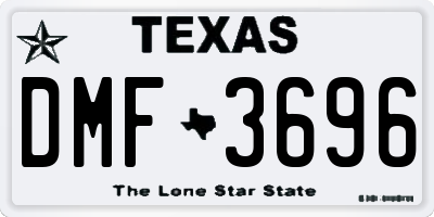 TX license plate DMF3696