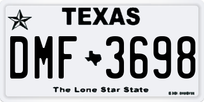 TX license plate DMF3698