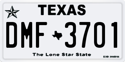 TX license plate DMF3701