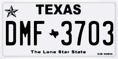TX license plate DMF3703