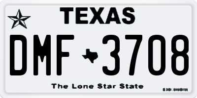 TX license plate DMF3708