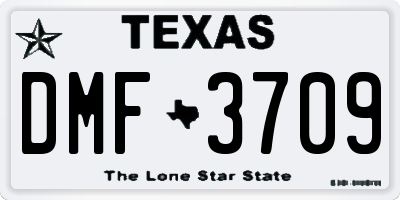 TX license plate DMF3709