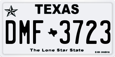 TX license plate DMF3723