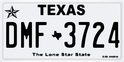 TX license plate DMF3724