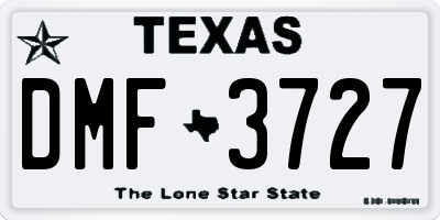TX license plate DMF3727