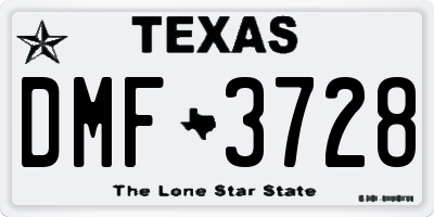 TX license plate DMF3728