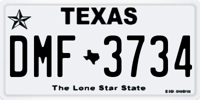TX license plate DMF3734