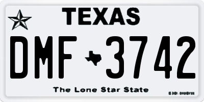 TX license plate DMF3742