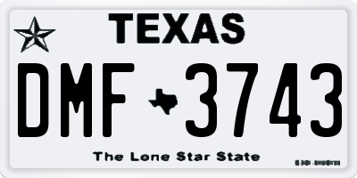 TX license plate DMF3743
