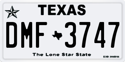 TX license plate DMF3747