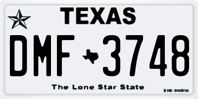 TX license plate DMF3748