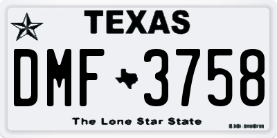 TX license plate DMF3758