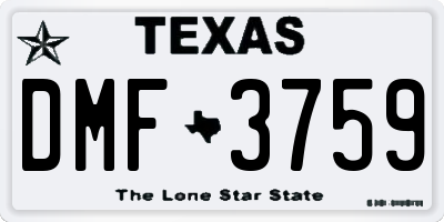 TX license plate DMF3759