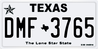 TX license plate DMF3765