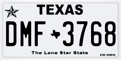 TX license plate DMF3768