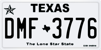 TX license plate DMF3776