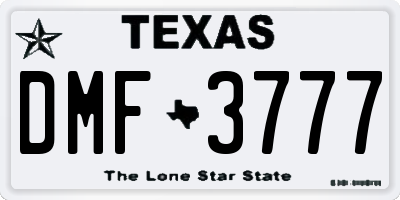 TX license plate DMF3777