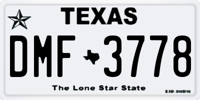 TX license plate DMF3778