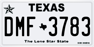 TX license plate DMF3783