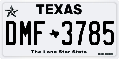 TX license plate DMF3785