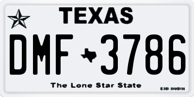 TX license plate DMF3786