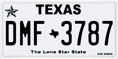 TX license plate DMF3787