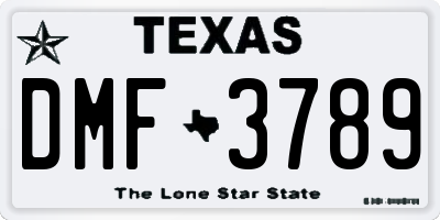 TX license plate DMF3789