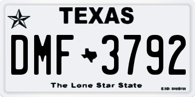 TX license plate DMF3792