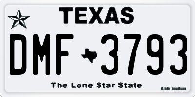 TX license plate DMF3793
