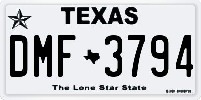 TX license plate DMF3794