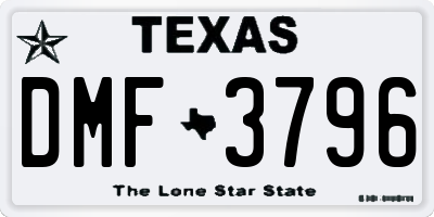 TX license plate DMF3796