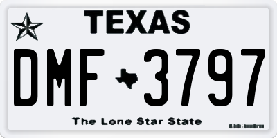 TX license plate DMF3797