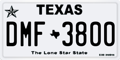 TX license plate DMF3800